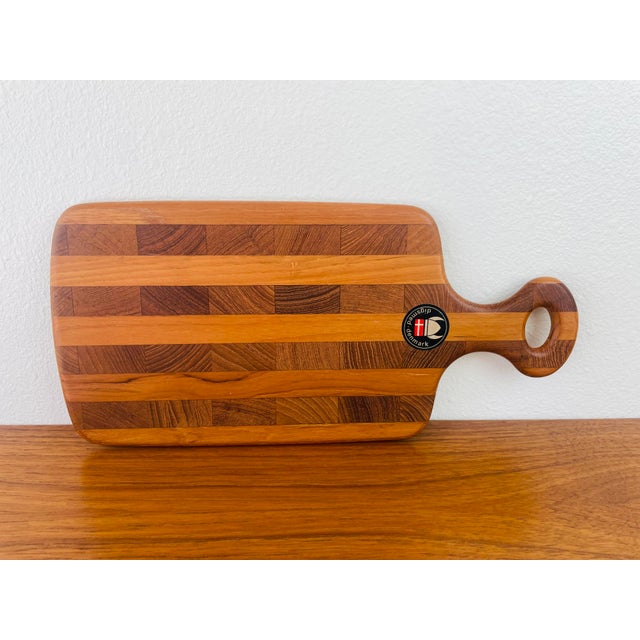 Wood Vintage 1960s Danish Modern Staved Teak Wood Cutting Charcuterie Board by Digsmed For Sale - Image 7 of 9