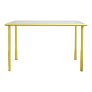 Yellow Lacquered Metal Desk attributed to Giandomenico Belotti for Fly Line, Italy, 1970s For Sale