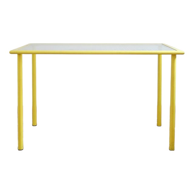 Yellow Lacquered Metal Desk attributed to Giandomenico Belotti for Fly Line, Italy, 1970s For Sale