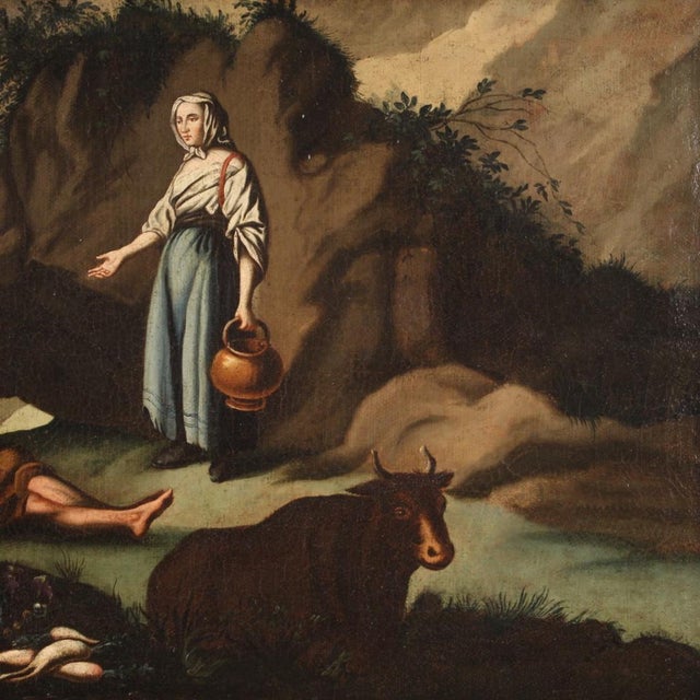 Italian Artist, Pastoral Scene, 1750, Oil on Canvas, Framed For Sale - Image 6 of 16