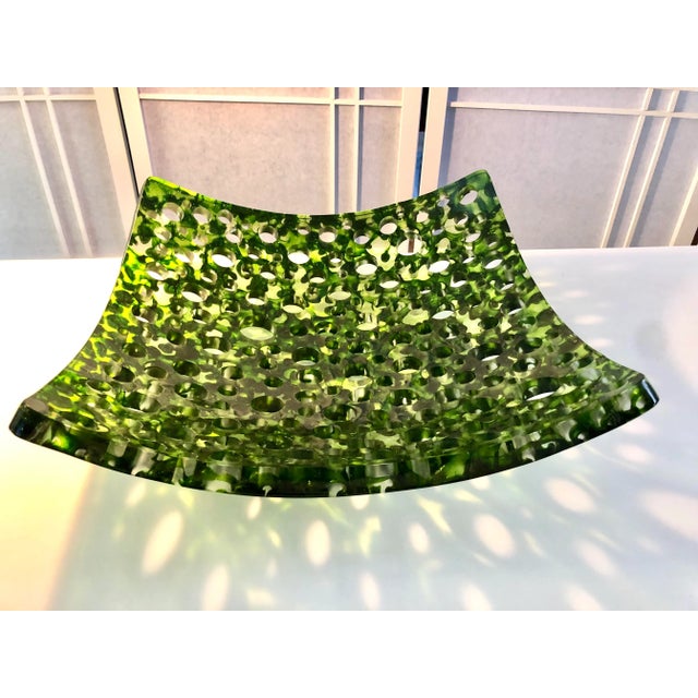 Luminescent Green Fused Glass, Centerpiece Sculpture by Orfeo at Vetri in Seattle, 2004. 21" x 16" x 5" Reflects light and...