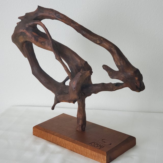 1994 Wood Sculpture "Circle of Life" Signed Nicolae Serban Transylvania 18"w Modernist Expressionist Folk Art For Sale - Image 4 of 12