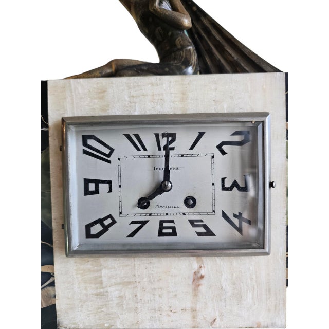 Stone Late 19th Century Japy Freres Art Deco Marble Mantel Clock For Sale - Image 7 of 12