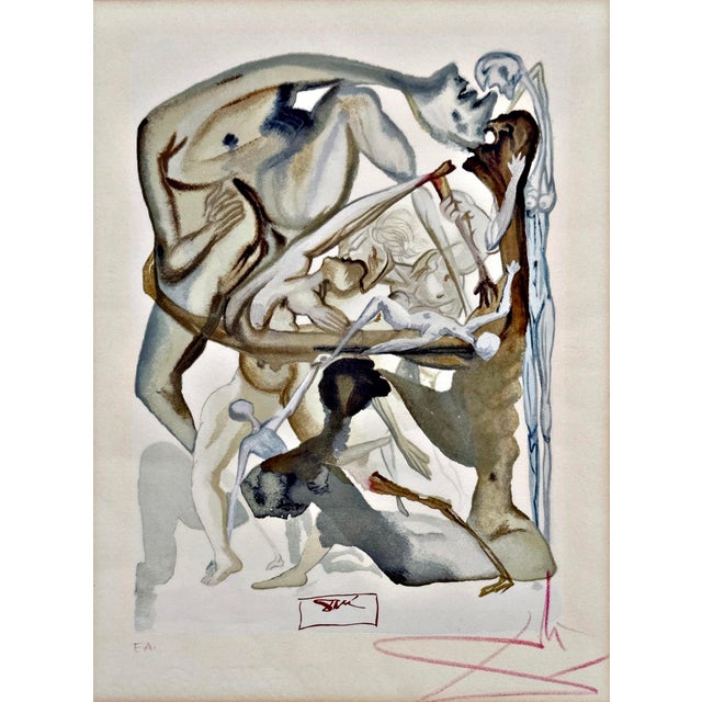 Salvador Dalí Figueras 1904 - 1989 In Dark Limbo (Inferno #11) Color woodcut Hand-signed in red lower right Inscribed...