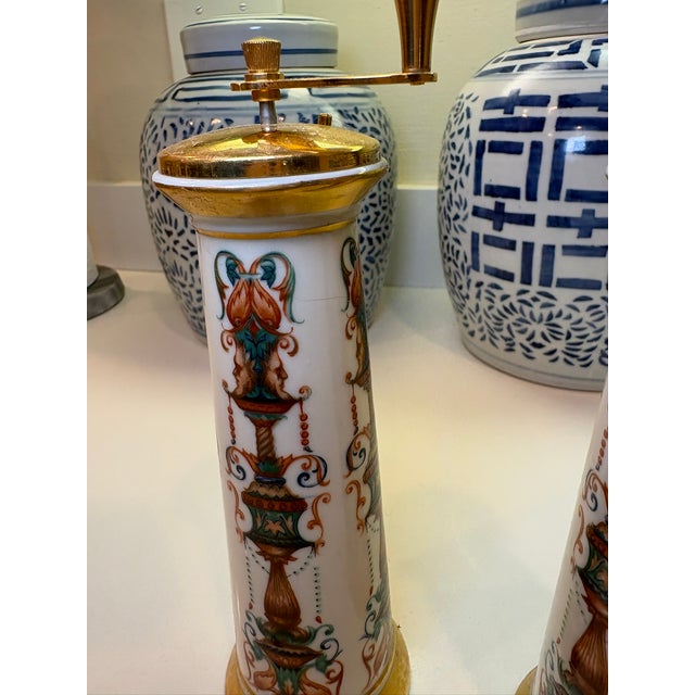 Lenox Lenox Tall Porcelain Salt and Pepper Shakers With Brass Tops For Sale - Image 4 of 10