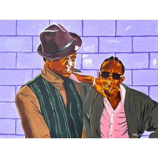 Two Good Heads, Figurative Expression, Acrylic on Canvas, Emmanuel Akolo, (2023) For Sale