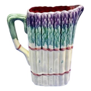 1990s French Majolica Asparagus Pitcher With Spears For Sale
