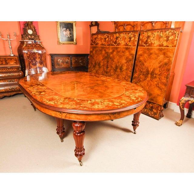 Burr Walnut Marquetry Dining Table and Chairs, 1990s, Set of 17 For Sale - Image 6 of 15
