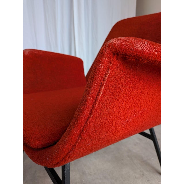Mid-Century Red Fabric Armchairs in style of Alvin Lustig, 1970s, Set of 2 For Sale - Image 16 of 18