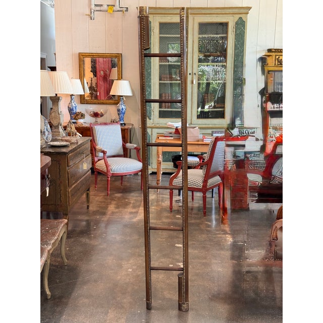 Mid 20th Century British Leather and Brass Studded Elephant Ladder For Sale - Image 5 of 15