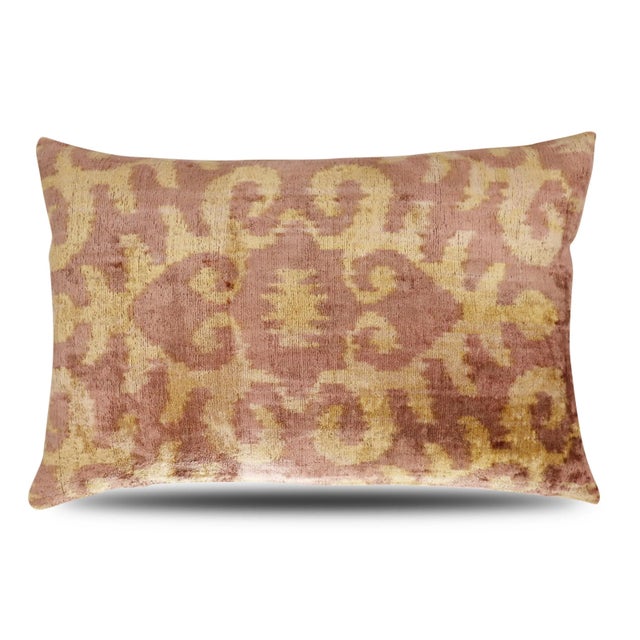 Contemporary Contemporary Brown Gold Velvet Throw Pillow & Down Insert For Sale - Image 3 of 11