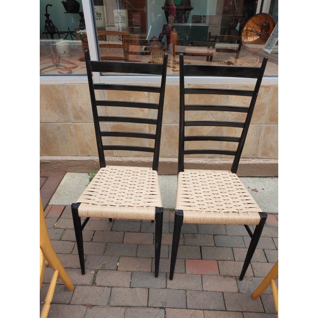 Italian Vintage Mid-Century Italian Ladderback Chairs - Set of 4 For Sale - Image 3 of 11