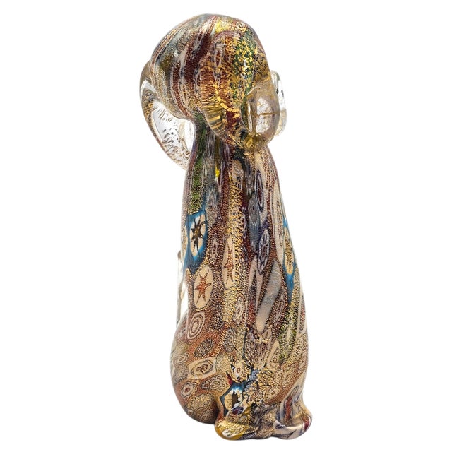 Mid 20th Century Murano Campanella Millefiori Glass Dog Figurine With Gold Fleck, 4" For Sale - Image 5 of 15