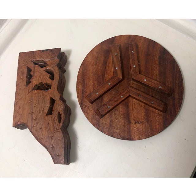 Mid-Century Anglo-Indian Small Hand Carved Floral Folding Table For Sale - Image 9 of 12