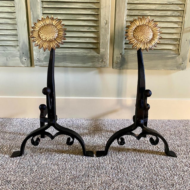 With its blend of craftsmanship and character, this pair of vintage fireplace andirons offers a classic silhouette, rich...