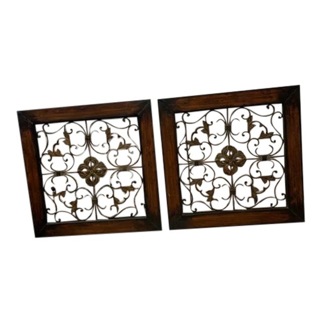 Arts & Crafts Style Metal Wall Hangings - Set of 2 For Sale