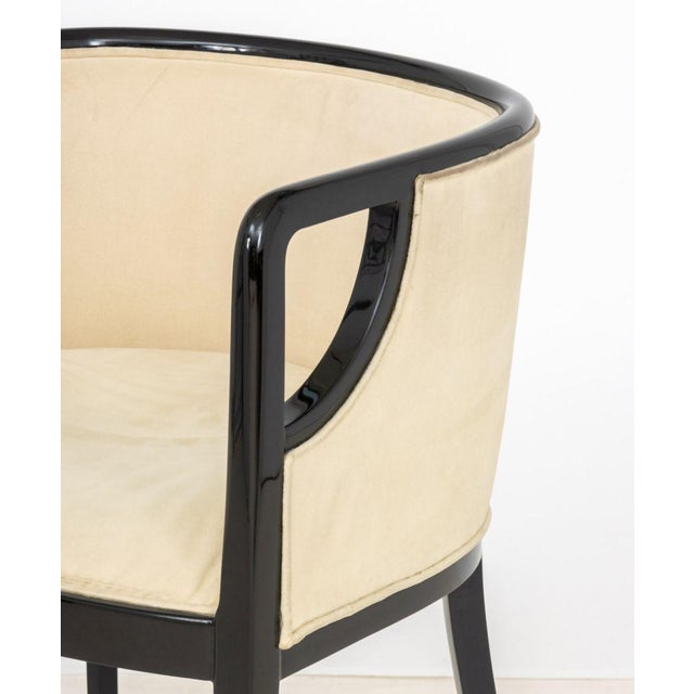 Wood Art Deco Black Lacquered Tub Chair, Ca. 1920 For Sale - Image 7 of 9