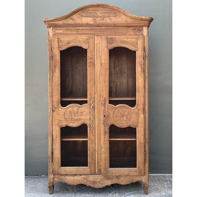 Shabby Chic Vintage Gusto Distressed Wire Front Linen Press For Sale - Image 3 of 12