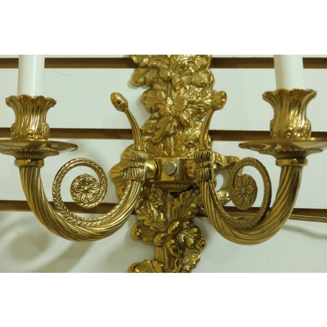 Classical Brass 2 Arm Lighted Candelabra Sconce For Sale In Philadelphia - Image 6 of 8