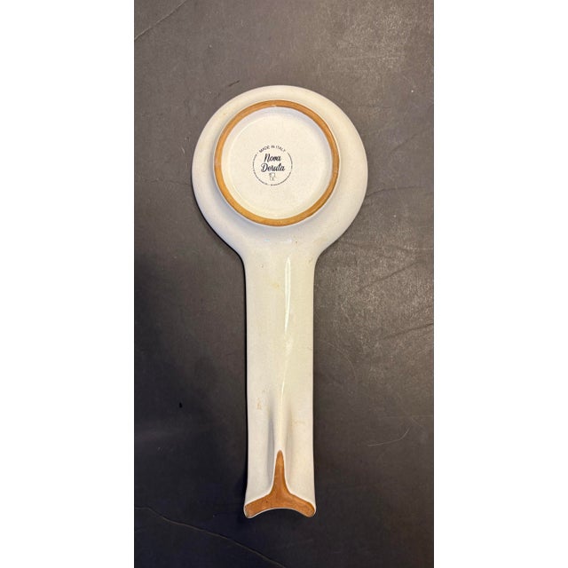 Italian Vintage Mid Century Hand-Painted Italian Ceramic Spoon Rest by Nova Deruta For Sale - Image 3 of 6
