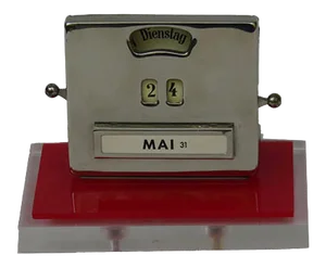 Vintage Art Deco Acrylic Glass and Chrome Plated Perpetual Calendar from Jakob Maul