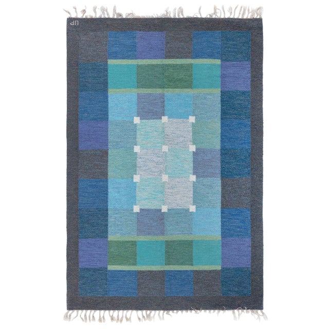 Doris Leslie Blau Mid-20th Century Swedish Flat Woven Rug by Ulla Pakdal For Sale