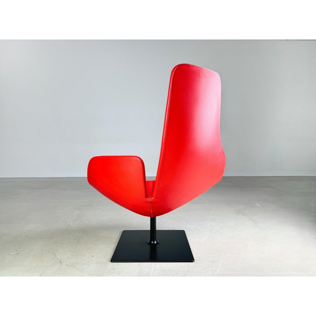 Moroso Swivel Leather Armchair in Red from Patricia Urquiola For Sale - Image 5 of 11
