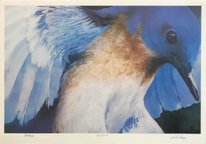 "Blue Bird" Contemporary Wilflife Numbered Lithograph by Carl Arlen