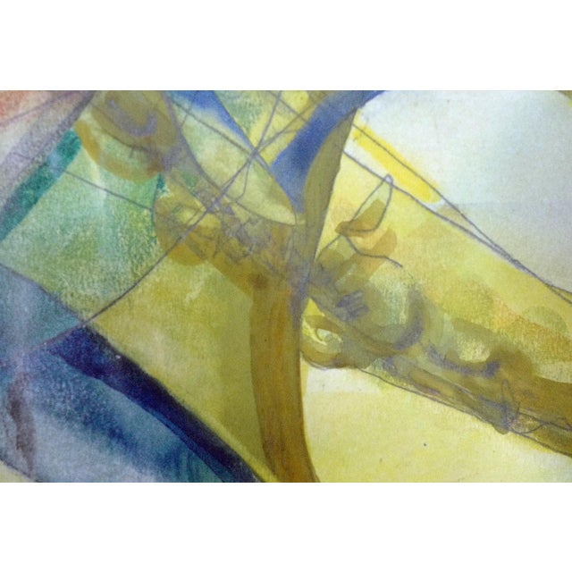 Mid 20th Century Original Mid-Century Abstract Watercolor Painting, Attrib. Elsie Driggs – Musical Instruments For Sale - Image 5 of 6