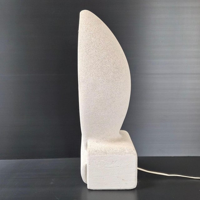 Mid-Century Modern Vintage Ruban and Light Stone Table Lamp by Galisson Tormos, 1970s For Sale - Image 3 of 16