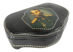 1990s Russian Lacquer Fedoskino School Painted Box