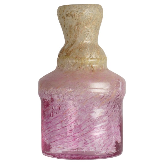 Bubblegum Pink and Yellow Art Glass Vase by Milan Vobruba, Sweden, 1980s For Sale