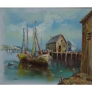 Original Seascape Oil Painting, Ukrainian Artist Luini, Soviet Art 50-60 For Sale