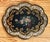 Antique 19th C Black Lacquered Floral Mother of Pearl Paper Mache Scalloped TableTop/Wall Hanging 22"x18"x 1 1/2" c1880's....