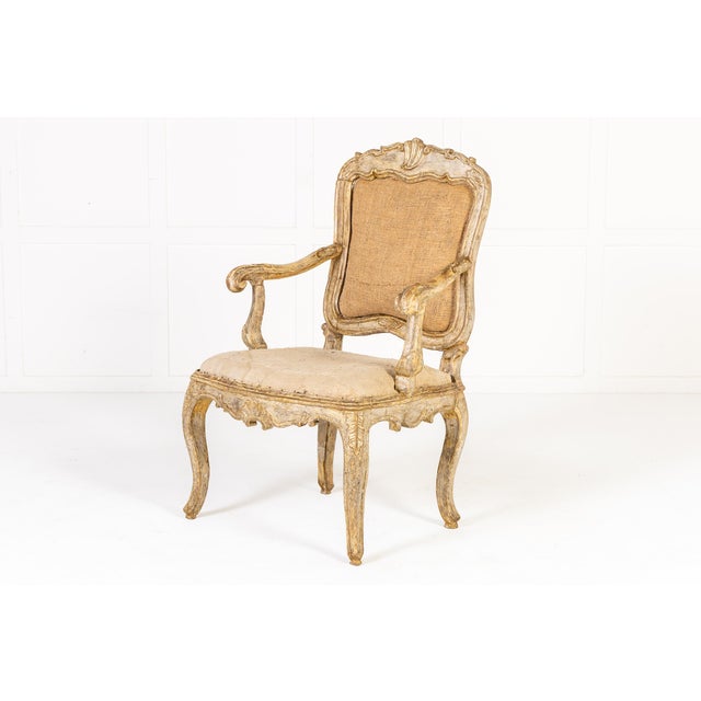 Large Antique Italian Silver Gilt Armchairs, 1700s, Set of 2 For Sale - Image 5 of 14