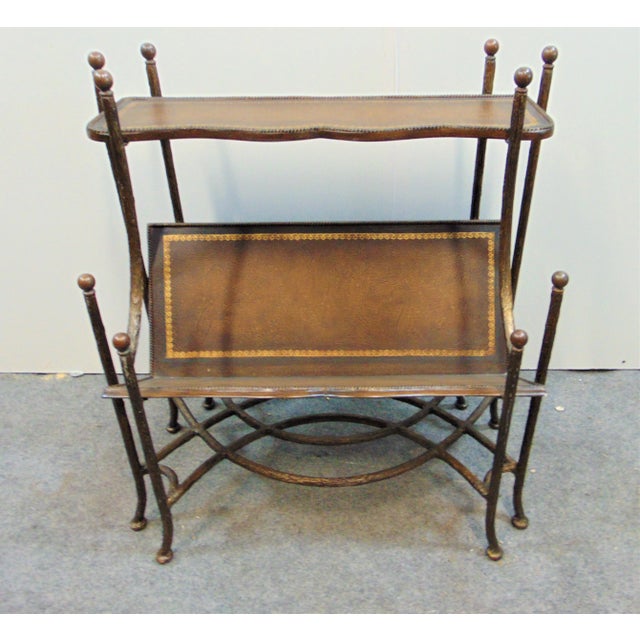Traditional Late 20th Century Regency Faux Bois Metal & Leather Book Table For Sale - Image 3 of 7
