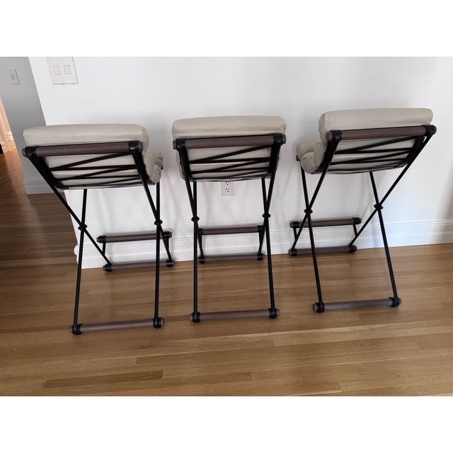 Rare opportunity to own a set of 3 designer counter stools from Thomas Hayes Studio -- each piece custom-made to order,...