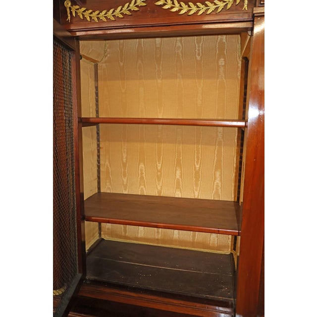 19th Century Mahogany French Empire Cabinet Bookcase With Cellarette and Clock For Sale - Image 13 of 16