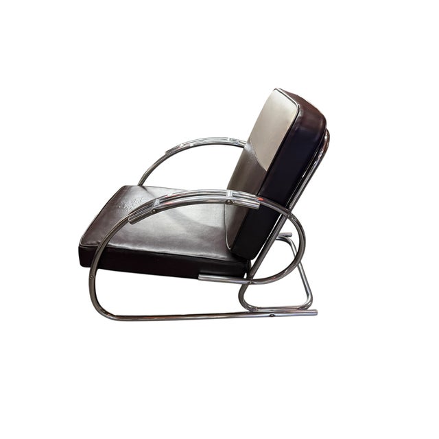 Art Deco 1925 Art Deco Paris Expo Machine Age Modernist Arm Chair For Sale - Image 3 of 8