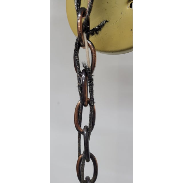 Vintage Farmhouse Cottage Core Yellow Gold Tole French Filagree Metal Hanging Ceiling Kitchen Light For Sale - Image 9 of 11