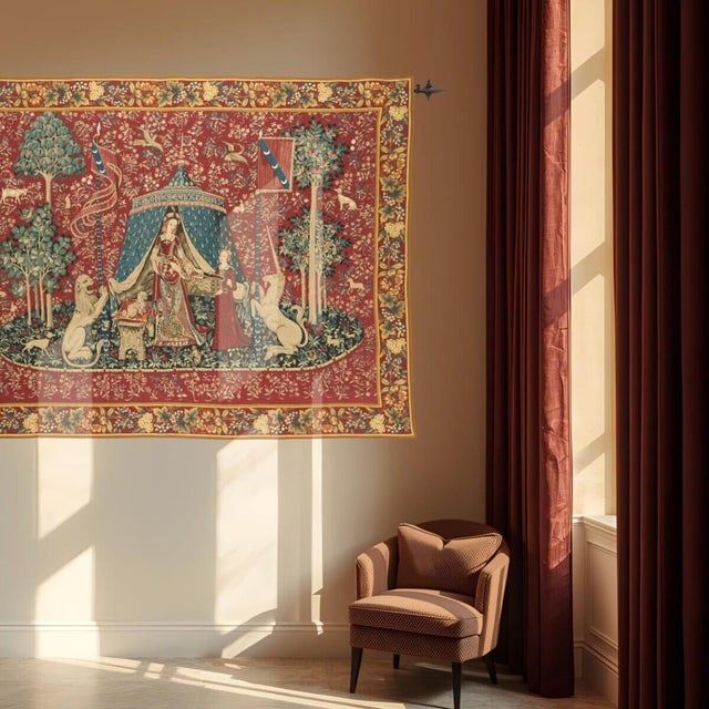This beautiful tapestry is woven on a jacquard loom by skilled weavers, keeping alive the centuries old tradition of...