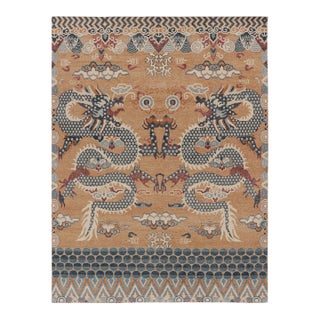 Contemporary Chinese Dragon Pictorial Distressed Wool Rug by Rug & Kilim, India For Sale