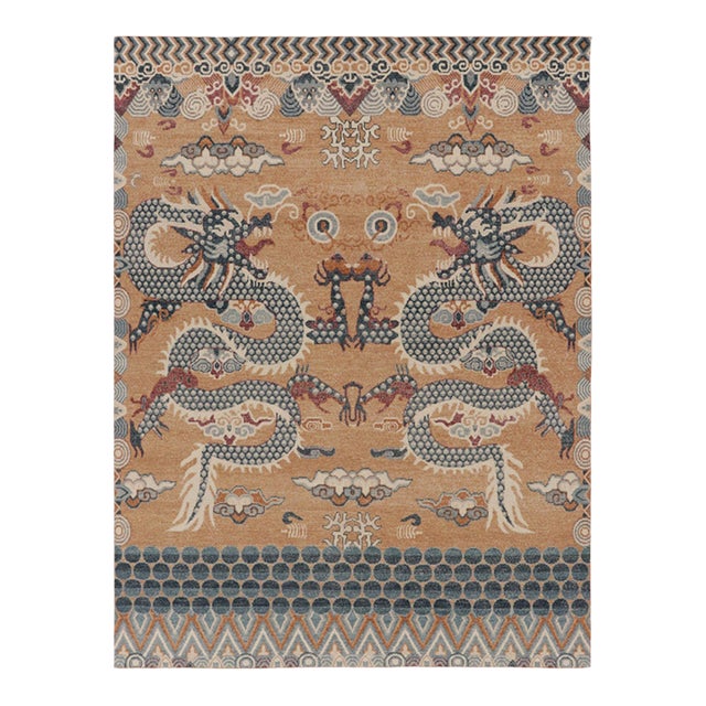 Contemporary Chinese Dragon Pictorial Distressed Wool Rug by Rug & Kilim, India For Sale