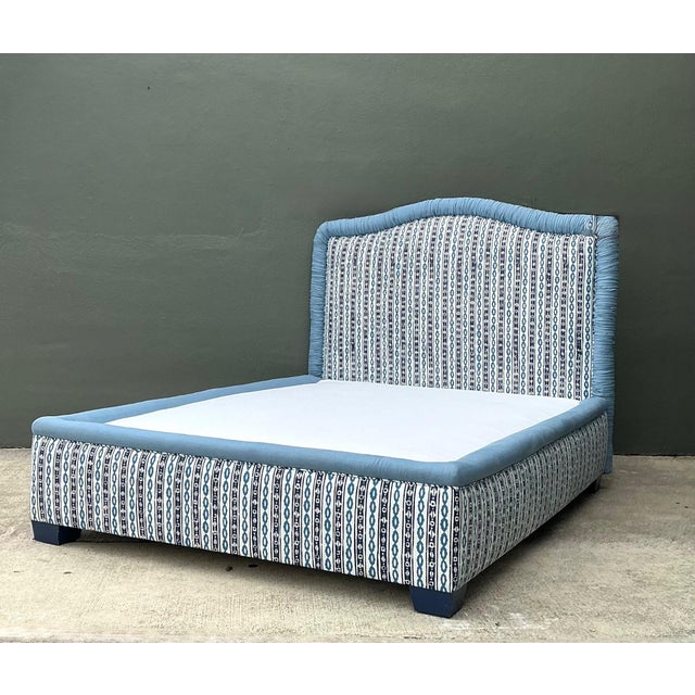 Vintage Upholstered Queen Bed Frame For Sale - Image 4 of 13