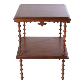 Early 20th Century Table With Spool Legs and Fancy Apron For Sale