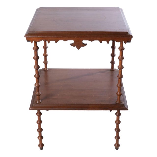 Early 20th Century Table With Spool Legs and Fancy Apron For Sale
