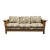 Flexsteel Quarter Sawn Oak Mission Style 82" Sofa W. Floral Upholstered Cushions For Sale