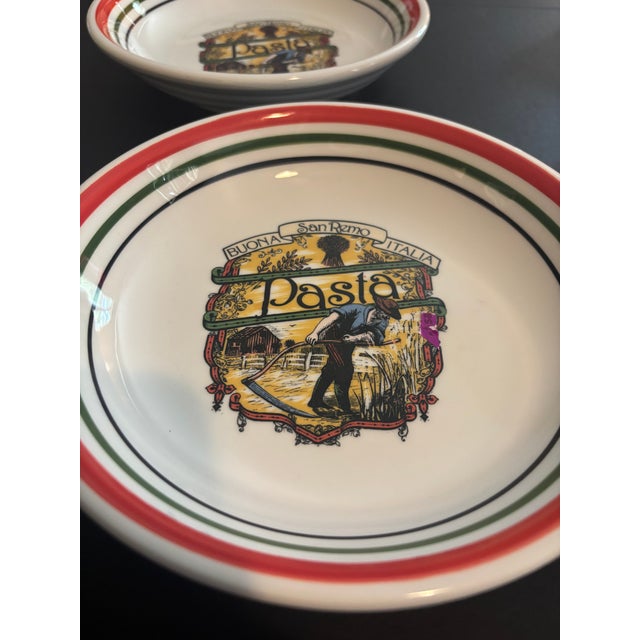 Vintage 1980s Italian Ceramic San Remo Pasta Bowls by Himark - Set of 4 For Sale In Los Angeles - Image 6 of 6