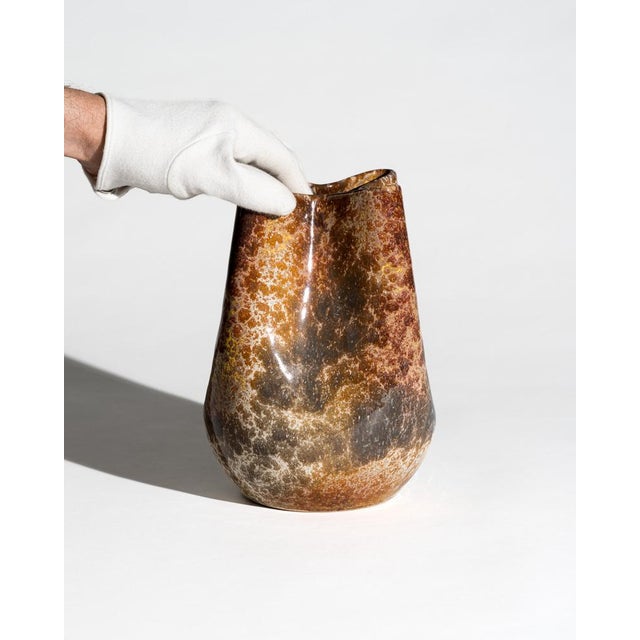 1970s Sculptural Crystalline Metallic Glazed Studio Ceramic Vase by Richard Uhlemeyer, Germany, 1970s For Sale - Image 5 of 8