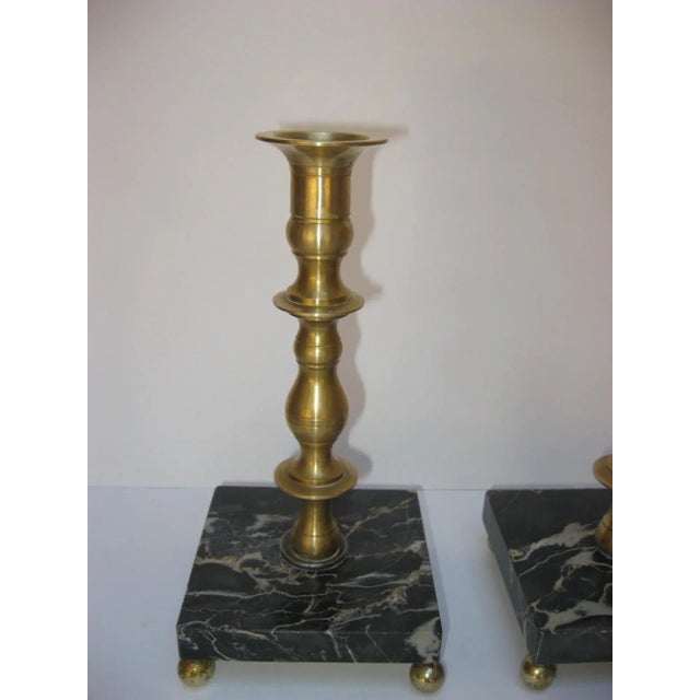 Pair of Brass And Marble French Provincial Candle Holders Lights Gorgeous Candle Holders in Great Vintage Condition. Solid...
